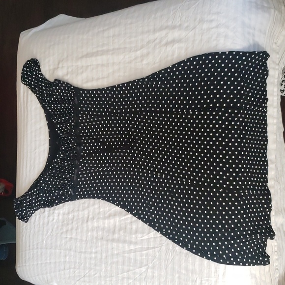 Polka-dot dress / black&white/ size S/M stretch confortable - Picture 4 of 7